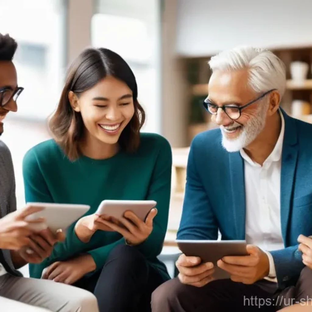 서비스 디자인 사고의 고객 가치 측정 - **Prompt:** A diverse group of adults, casually dressed in modest, contemporary attire, are engaged ...