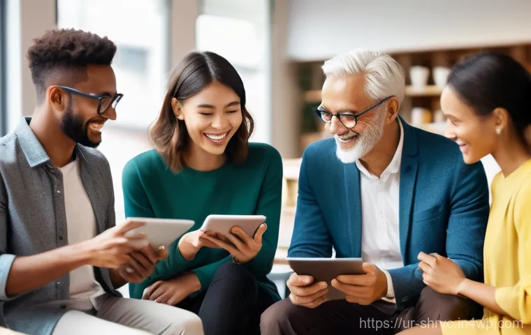 서비스 디자인 사고의 고객 가치 측정 - **Prompt:** A diverse group of adults, casually dressed in modest, contemporary attire, are engaged ...