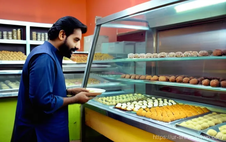 서비스 디자인 사고와 프로세스 혁신 - **Prompt:** A warm and inviting scene inside a bustling local Pakistani bakery. A friendly male bake...