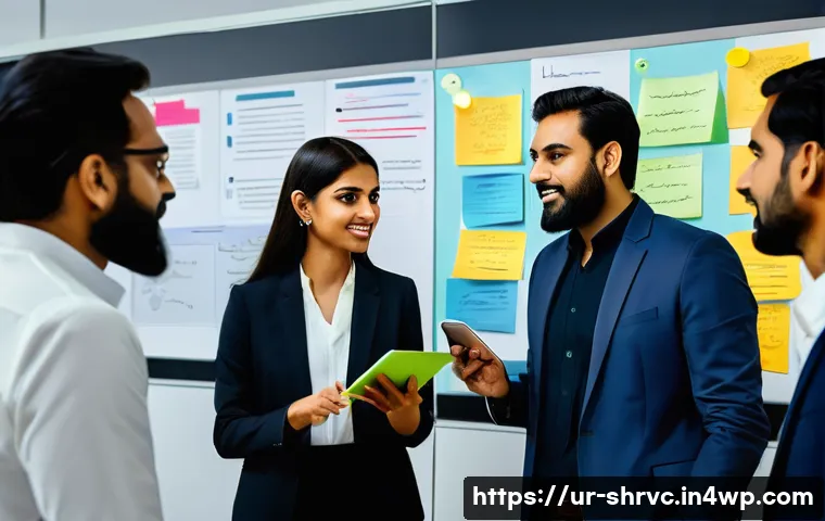 서비스 디자인 사고의 차별화 전략 - A diverse group of Urdu-speaking professionals conducting in-depth user research in a modern office ...