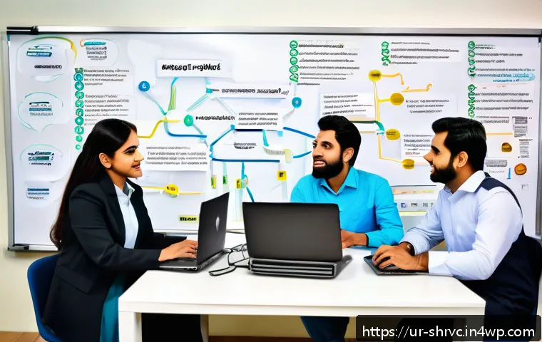 서비스 디자인 사고 적용 사례 분석 - A detailed scene of a modern Pakistani customer service center where a diverse team of marketing, sa...