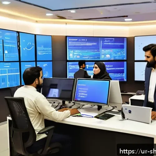 Home 30 서비스 디자인 사고의 인사이트 도출 방법 - A modern customer service center in Pakistan showcasing a diverse group of Urdu-speaking professiona...